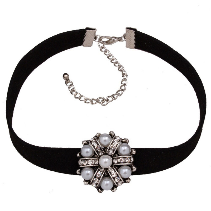 Colier trendy pearl choker