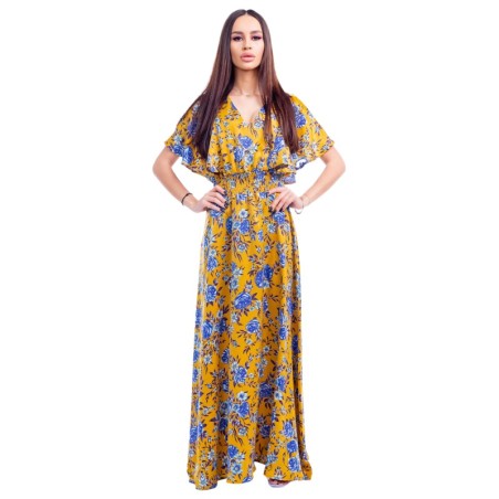 Rochie satinata lunga cu flori