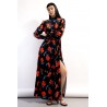 Rochie DELUXE neagra cu maci