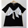 Tricou negru, lung cu funda
