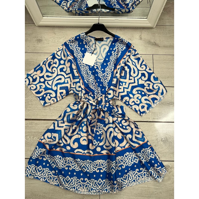 Rochie satinata cu print Baroc