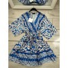 Rochie satinata cu print Baroc