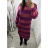 Rochie tricot cu dungi roze