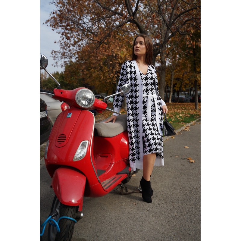 Compleu din tricot cu cardigan fashion print