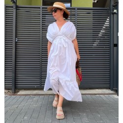 Rochie alba din poplin