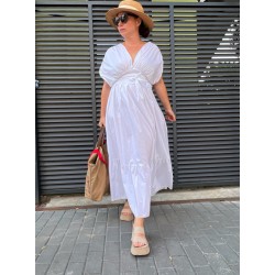 Rochie alba din poplin