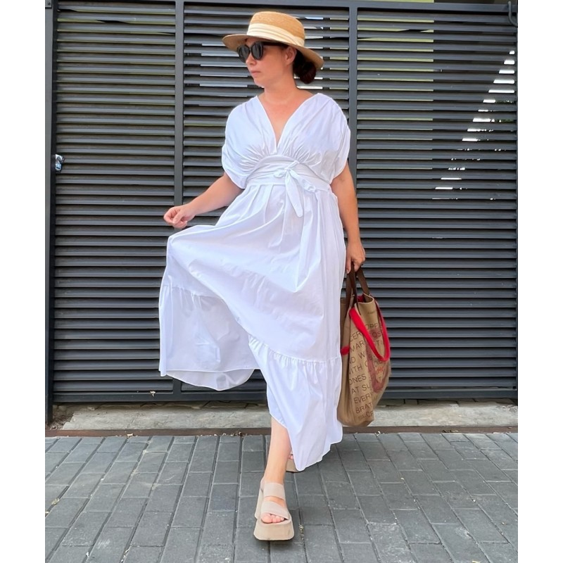 Rochie alba din poplin