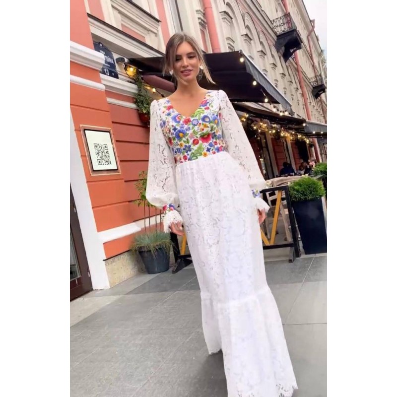 Rochie Diva din dantela cu flori colorate