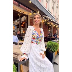 Rochie Diva din dantela cu flori colorate