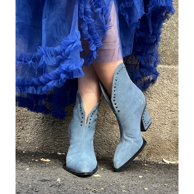 Ciocate din PIELE NATURALA intoarsa Light Blue