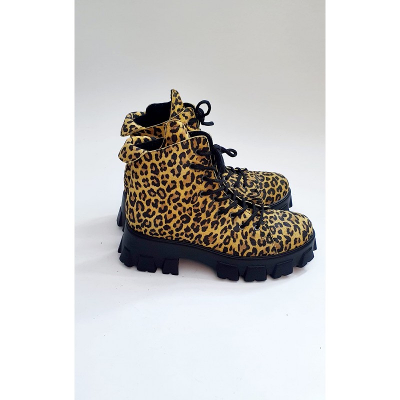 Bocanci din piele naturala Animal Print