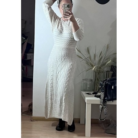 Rochie din tricot Amma Alb Crem