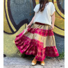 Fusta Vintage Silk cu print asimetric fucsia si auriu