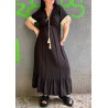 Rochie BOHO Neagra cu franjuri la maneca