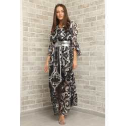 Rochie black & white din voal cu lame