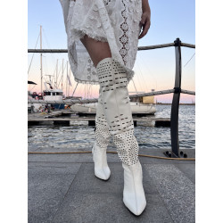 Cizme Bijou din piele naturala, necaptusite, perforate, realizate pe comanda