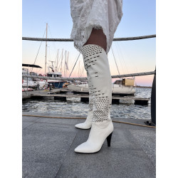 Cizme Bijou din piele naturala, necaptusite, perforate, realizate pe comanda