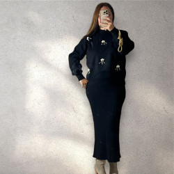 Compleu rochie plus pulover cu scoici