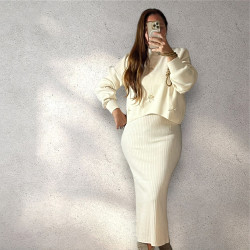 Compleu rochie plus pulover cu scoici
