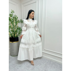 Rochie Alba Diva cu Nasturi