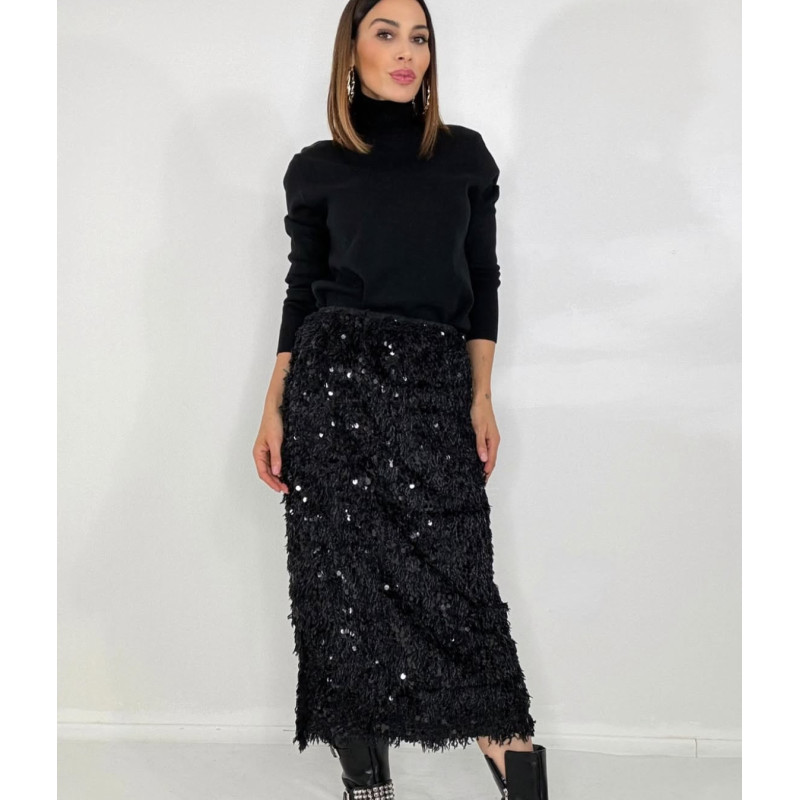 Compleu diva negru cu fusta cu paiete