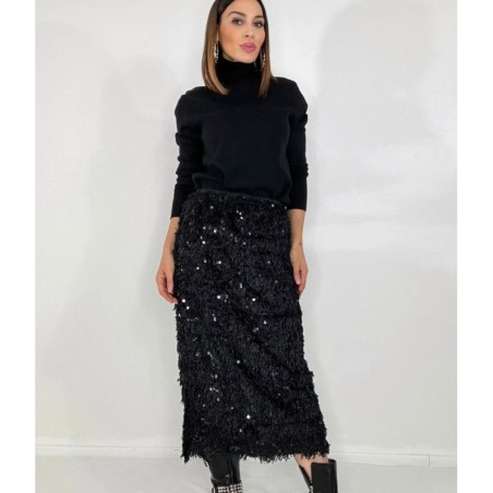 Compleu diva negru cu fusta cu paiete