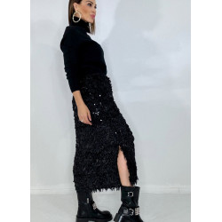 Compleu diva negru cu fusta cu paiete