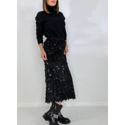 Compleu diva negru cu fusta cu paiete