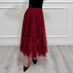 Fusta din tulle burgund