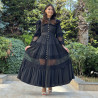Rochie NEAGRA Diva cu nasturi albi