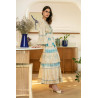 Rochie SUPERPREMIUM Boho cu auriu si broderie albastra