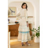 Rochie SUPERPREMIUM Boho cu auriu si broderie albastra