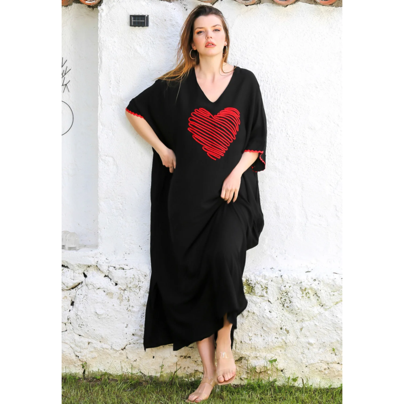 Rochie caftan cu inima vascoza marime mare