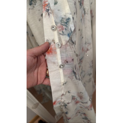 Rochie DIAFANA SUPERPREMIUM alba cu pietre