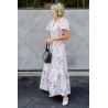 Rochie Poplin alba cu flori delicate marime mare si mica