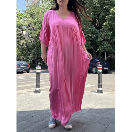 Rochie oversized din vascoza fucsia
