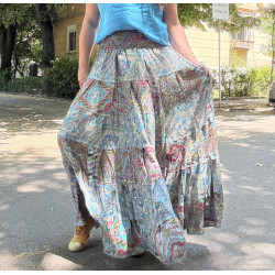 Fusta BOHO cu volane blue...