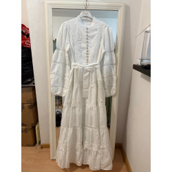 Rochie SUPERPREMIUM Zimmia White cu nasturi din strasuri
