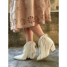 Ciocate din PIELE NATURALA, intoarsa, white fringe