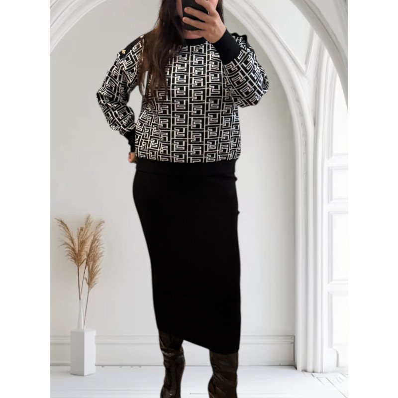 Compleu din tricot cu fusta fashion
