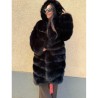 Haina Blana Artificiala Foxy Fluffy Neagra Marime Mare