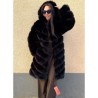 Haina Blana Artificiala Foxy Fluffy Neagra Marime Mare