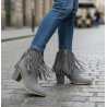 Ciocate din PIELE NATURALA, intoarsa, gray fringe