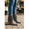 Ciocate din PIELE NATURALA, intoarsa, gray fringe