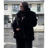 Haina din blana artificiala, neagra, scurta, marime mare