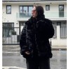 Haina din blana artificiala, neagra, scurta, marime mare