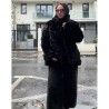 Haina din blana artificiala, neagra, scurta, marime mare