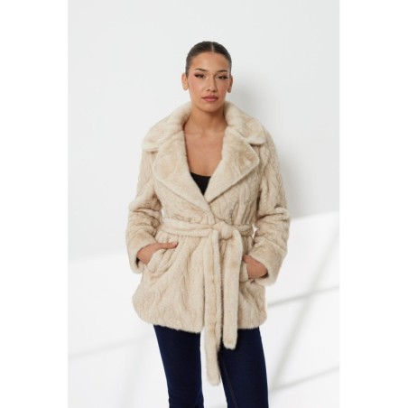 Haina blana artificiala Moon Knitted Bej
