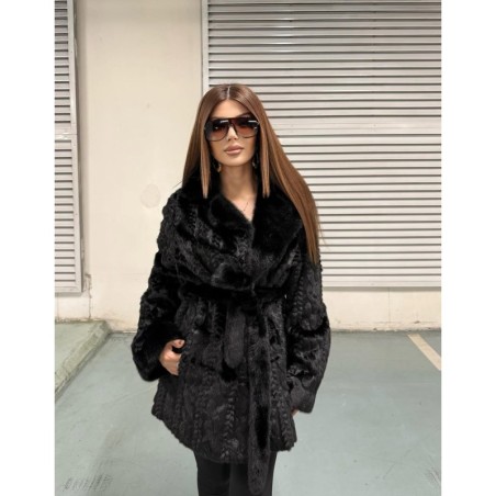 Haina blana artificiala Moon Knitted Black