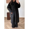 Haina Palton Kintted PREMIUM Blana Black Oversized cu gluga